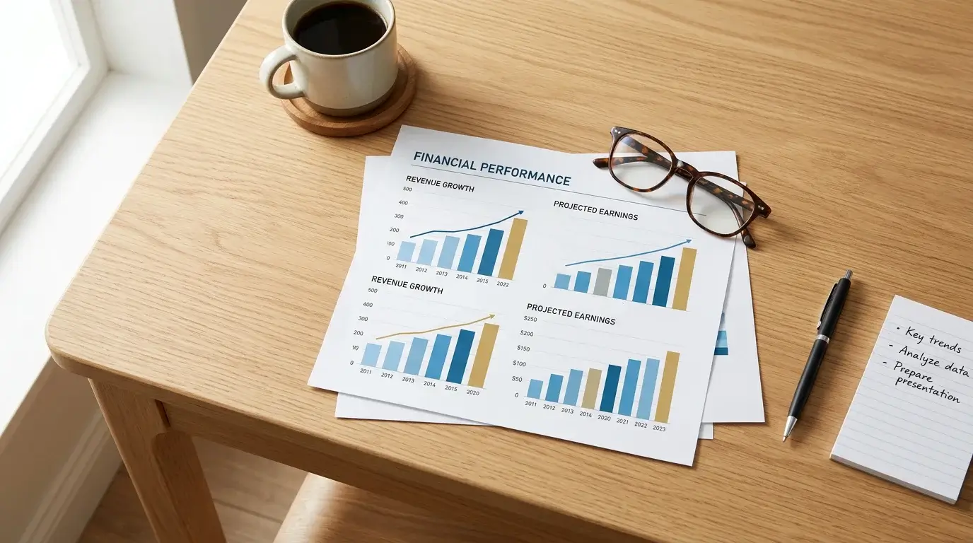 Documento financiero sobre una mesa con el simbolo del euro y graficos de crecimiento